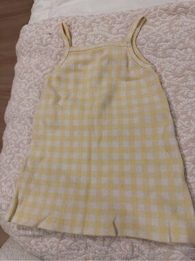 Zara Yellow & White Gingham Knit Tank Dress